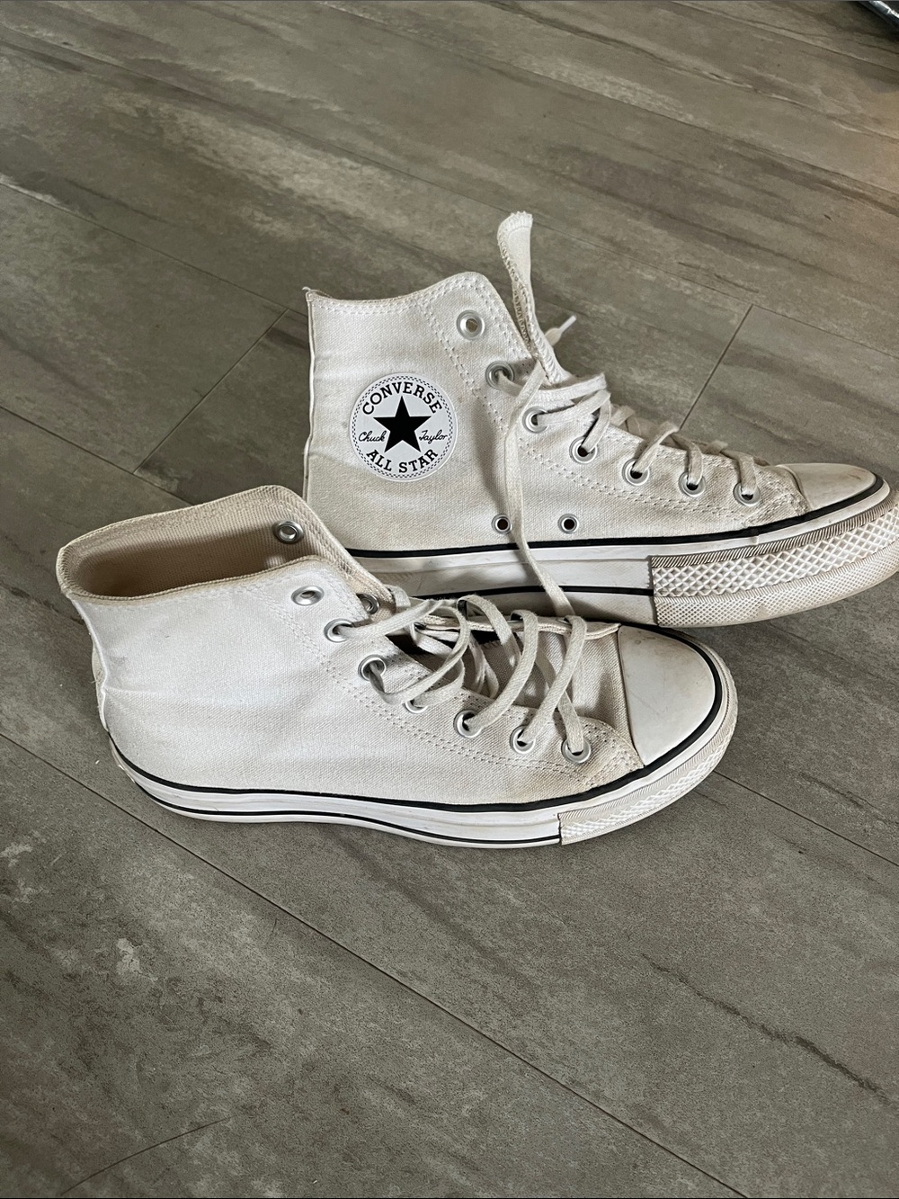 Converse High Top Canvas Sneakers in Off-White/Cream